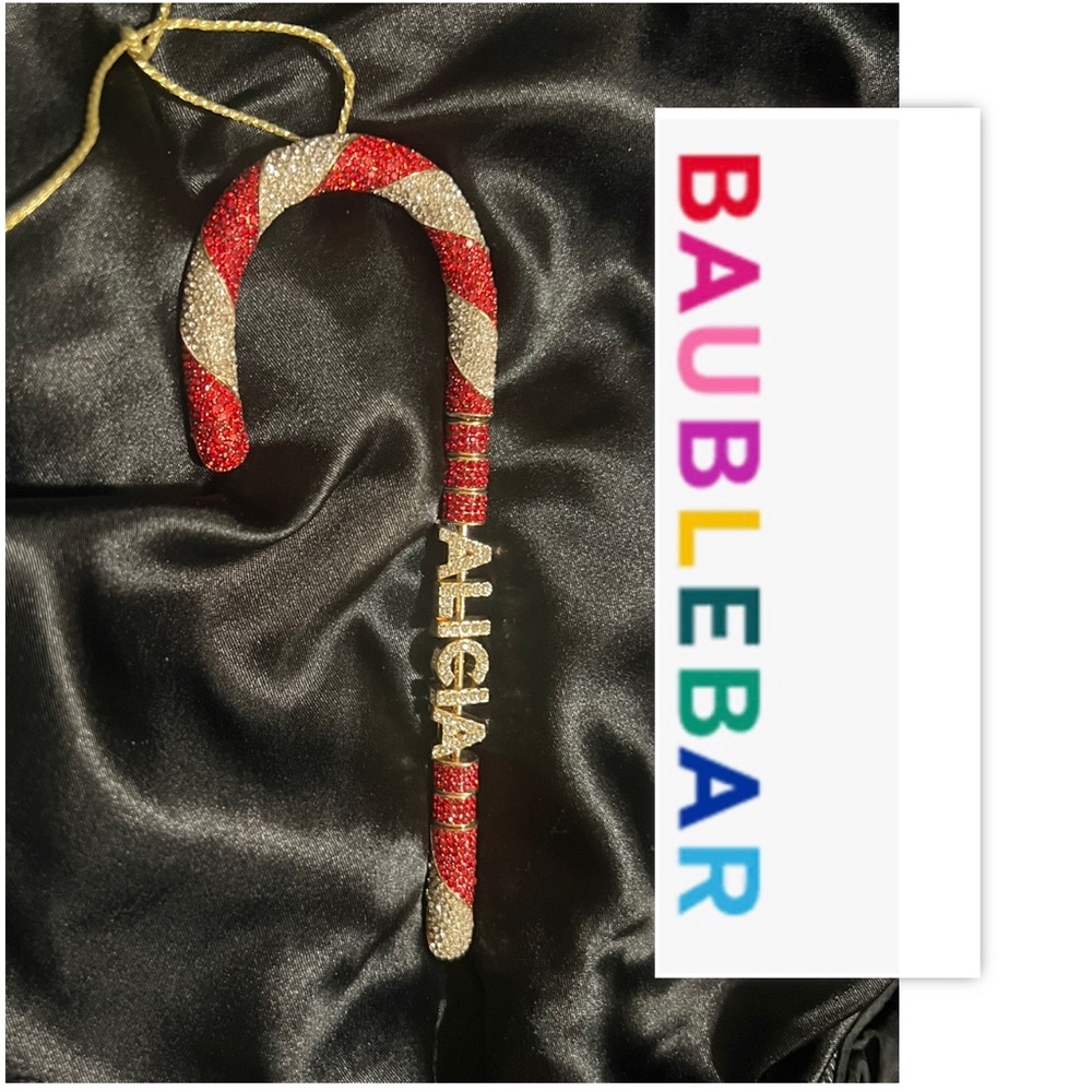 BaubleBar Mint Custom  "ALICIA" Candycane Ornament